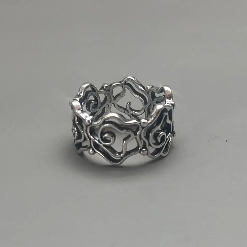 Vintage Silver Wrapped Rose Ring – Size 8, Unisex, Brand New